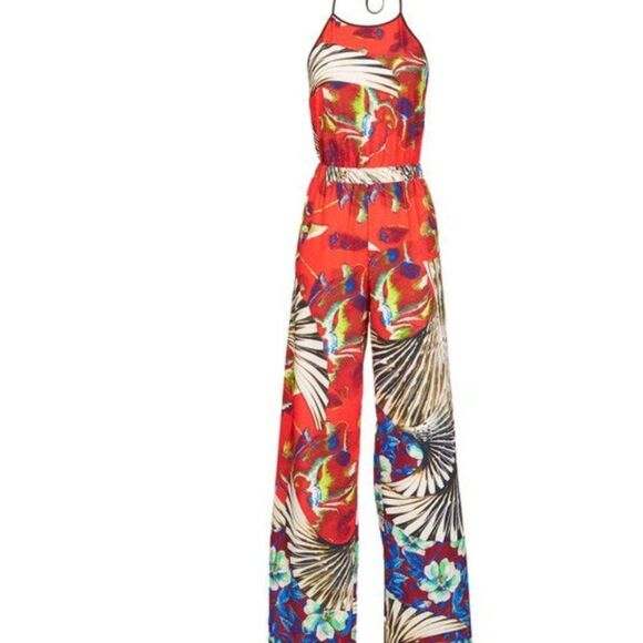 Clover Canyon Floral Wallpaper Jumpsuit Multicolor abstract High Neck Halter - Picture 3 of 9